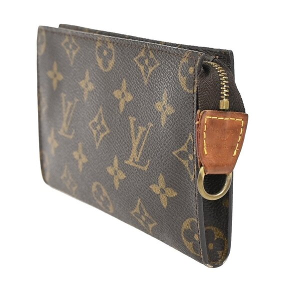LOUIS VUITTON Logo BUCKET PM Pouch Bag Monogram Leather Brown France - Picture 5 of 5